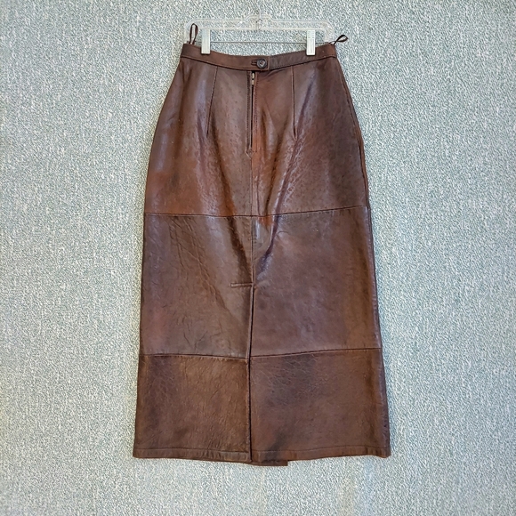 Banana Republic Brown Leather Safari Walking Skirt, Sz 6, Mill Valley Tag - Picture 5 of 10